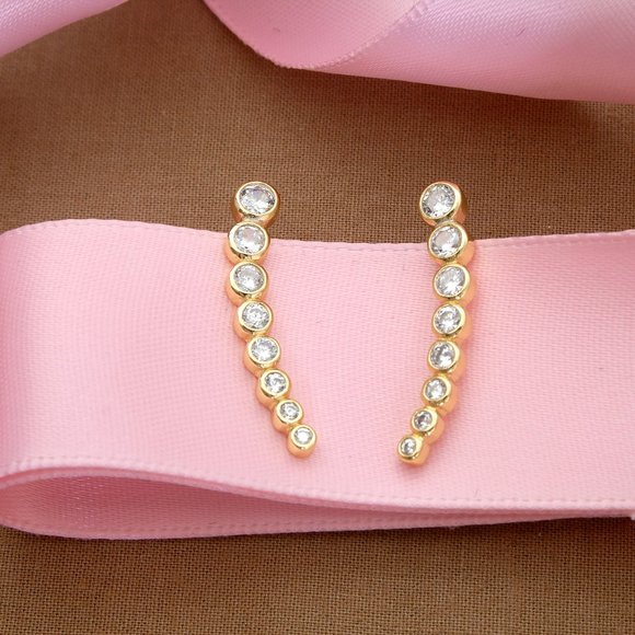 NEW Gold Crawler Earrings, Ear Climber, Minimalist Cuff Earrings, Gift For Women - Picture 9 of 9